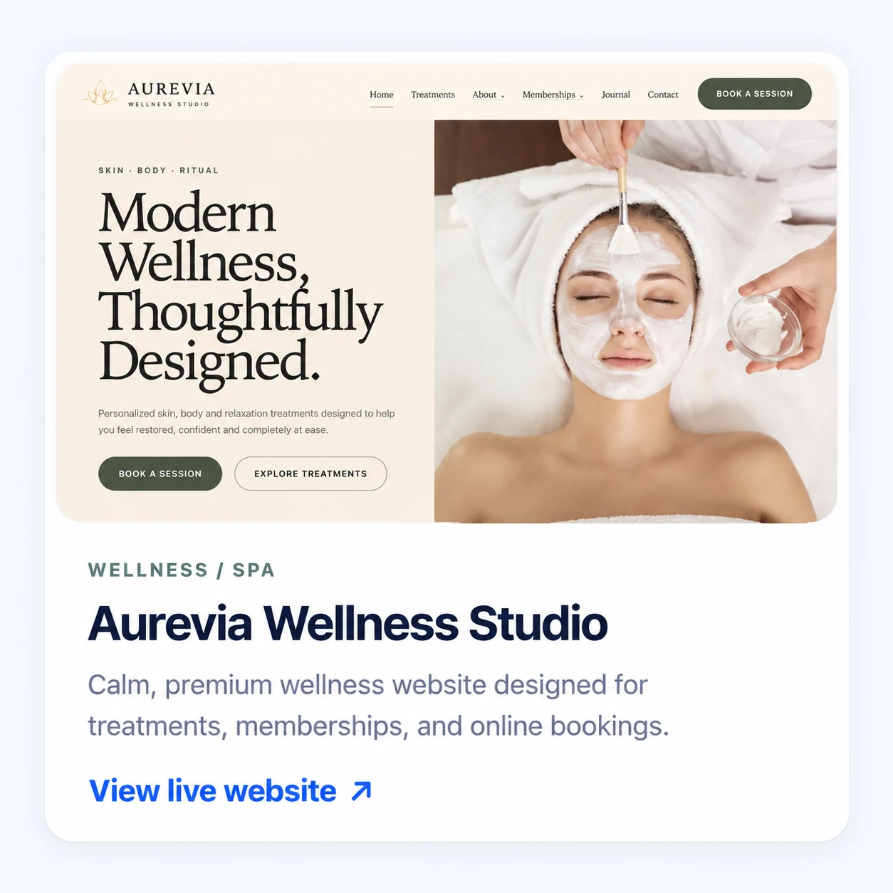 Aurevia Wellness Studio website preview
