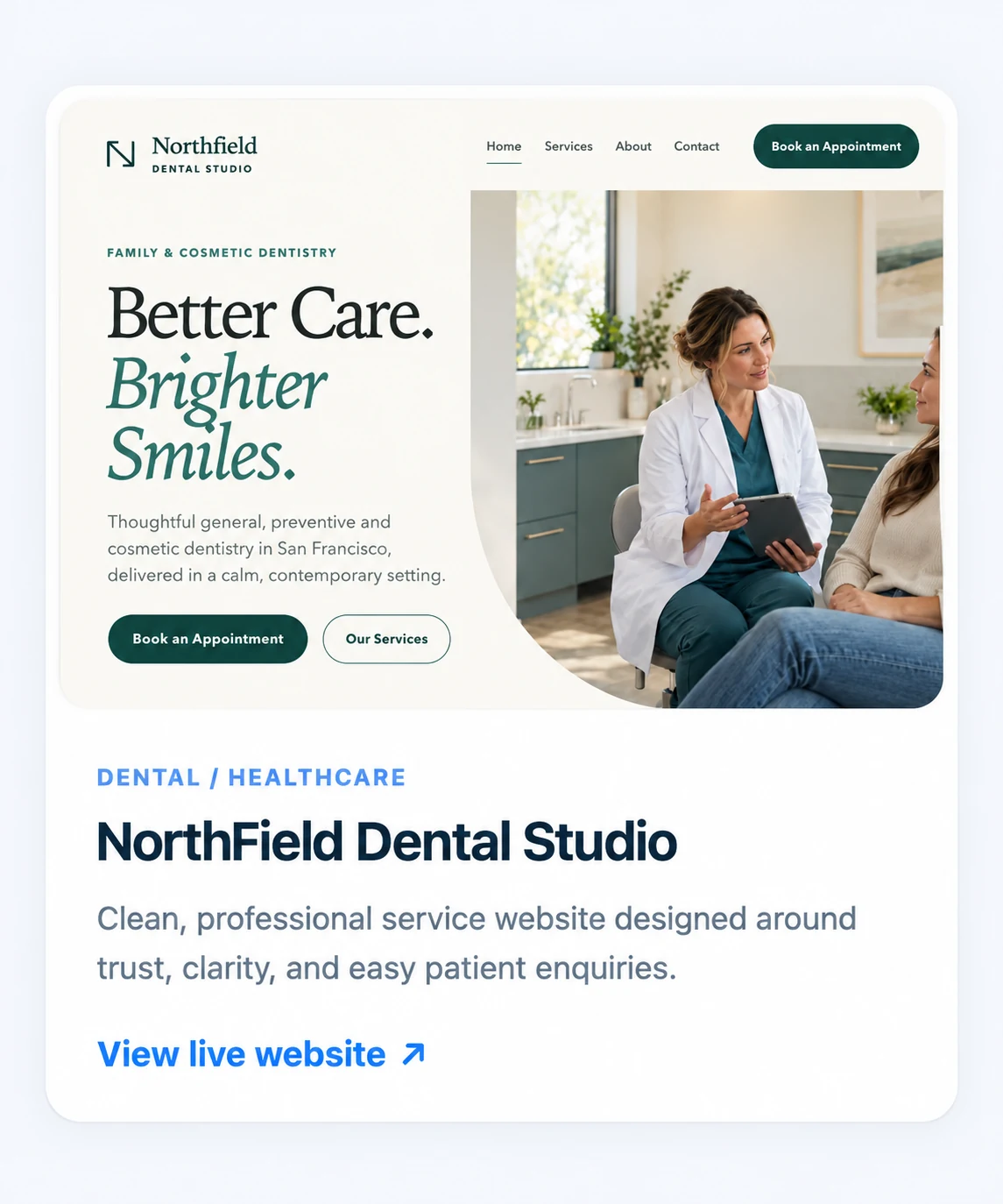 NorthField Dental Studio website preview